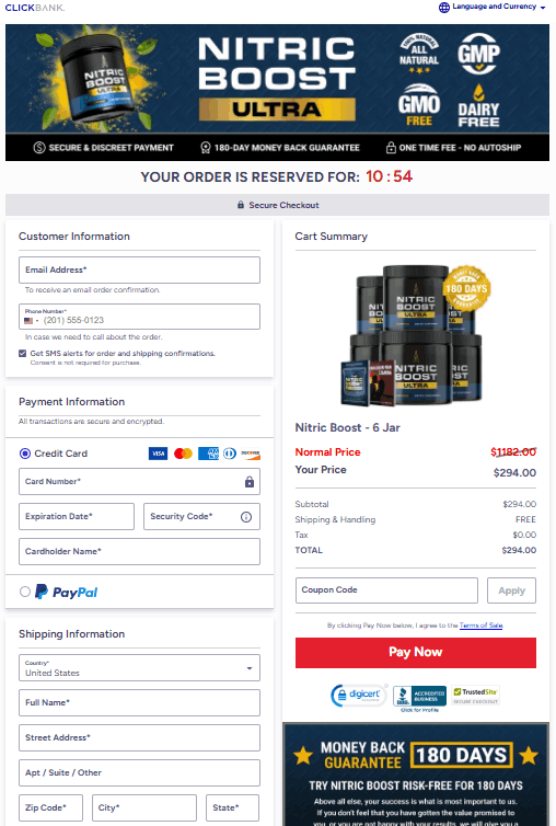 Nitric Boost Ultra Secured Order Page